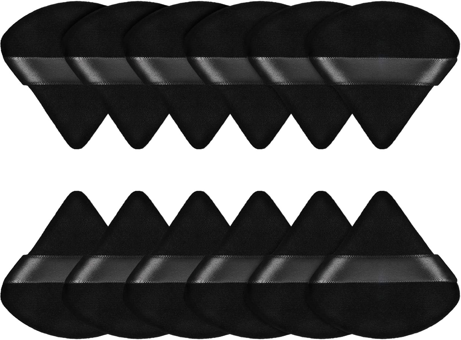 12-Piece Triangle Makeup Puff Set - Black (Small)
