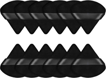 12-Piece Triangle Makeup Puff Set - Black (Small)